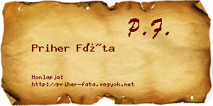 Priher Fáta névjegykártya